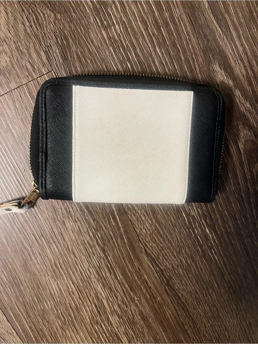 Juicy Couture Black and White Zip-Around Wristlet Wallet with Gold Logo